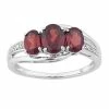 Flash Sale ✨ Unbranded 10k White Gold Garnet & Diamond Accent 3-Stone Ring 😀