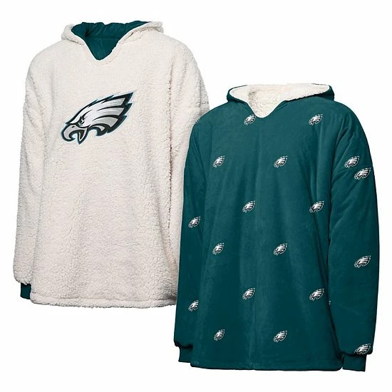 Wholesale ✔️ Unbranded 👩 Women's FOCO Midnight Green/White Philadelphia Eagles Repeat Print Reversible Hoodeez ⌛