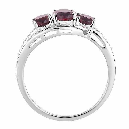 Flash Sale โจ Unbranded 10k White Gold Garnet & Diamond Accent 3-Stone Ring ๐ - Image 2