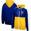 Best Sale ⌛ Unbranded Men's Mitchell & Ness Royal/Gold Milwaukee Brewers Game Day Full-Zip Windbreaker Hoodie Jacket 🎉