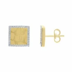 Wholesale 😀 Unbranded Men's 14k Gold Over Silver 1/4 Carat T.W. Diamond Square Stud Earrings 🎉