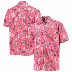 Cheap 🎉 Unbranded Men's Wes & Willy Crimson Alabama Crimson Tide Vintage Floral Button-Up 👚 Shirt 😉