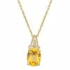 Best Pirce 👏 Unbranded 14k Gold Over Silver Citrine & Lab-Created White Sapphire Oval Pendant Necklace 😉
