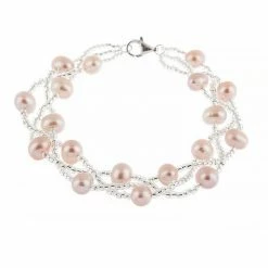 Best Sale 🌟 Unbranded Sterling Silver Dyed Gray Freshwater Cultured Pearl Bracelet Pink ✨