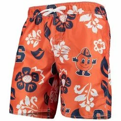 Best deal 🔥 Unbranded Men's Wes & Willy Orange Syracuse Orange Floral Volley Swim Trunks 😉