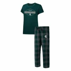 Best deal 🔥 Unbranded 👩 Women's Concepts Sport Green/Black Michigan State Spartans Badge T-Shirt & Flannel Pants Sleep Set 💯