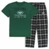 New 🔔 Unbranded Men's Concepts Sport Green/Black New York Jets Big & Tall Lodge T-Shirt And Pants Sleep Set 😀
