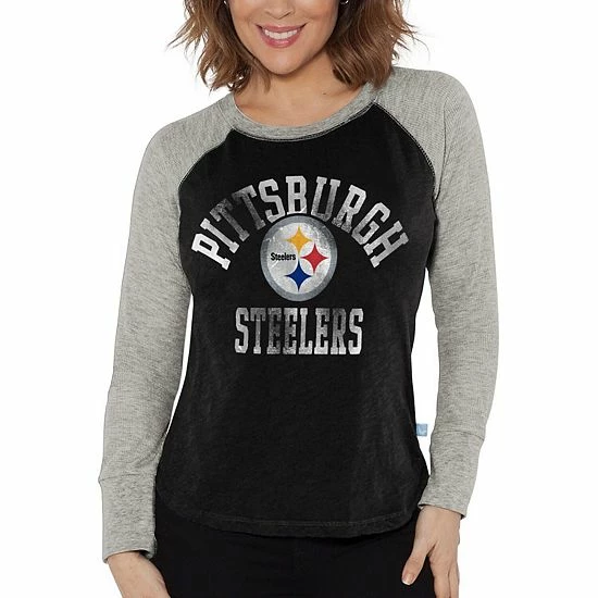 Promo โญ Unbranded ๐ฉ Women's Touch Black Pittsburgh Steelers Waffle Raglan Long Sleeve T-Shirt ๐ - Image 4