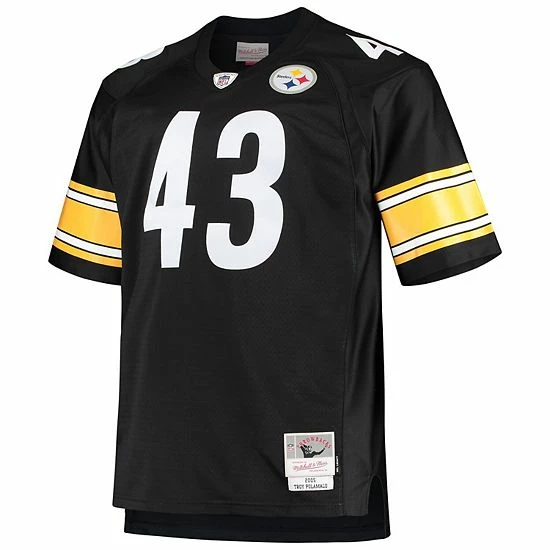 Outlet 😍 Unbranded Men's Mitchell & Ness Troy Polamalu Black Pittsburgh Steelers Big & Tall 2005 Retired Player Replica Jersey ❤️ - Image 3