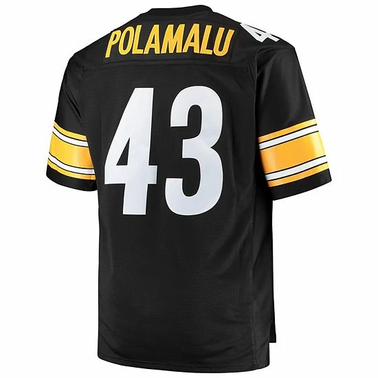 Outlet 😍 Unbranded Men's Mitchell & Ness Troy Polamalu Black Pittsburgh Steelers Big & Tall 2005 Retired Player Replica Jersey ❤️ - Image 4