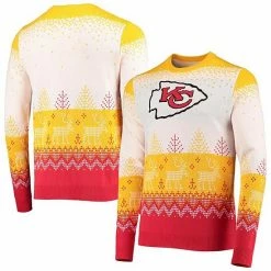 Budget 😉 Unbranded Men's FOCO White Kansas City Chiefs Big Logo Knit Ugly Pullover Sweater ✨