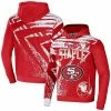 Discount 🌟 Unbranded Men's NFL X Staple Red San Francisco 49ers All Over Print Pullover Hoodie 🔥
