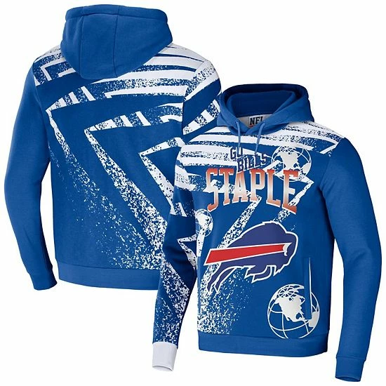 Cheapest ❤️ Unbranded Men's NFL X Staple Royal Buffalo Bills All Over Print Pullover Hoodie ✨ - Image 2