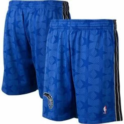 Outlet ⭐ Unbranded Men's Mitchell & Ness Blue Orlando Magic Hardwood Classics Logo Swingman Shorts 🔔