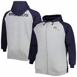 Best reviews of 👏 Unbranded Men's Heather Gray Denver Broncos Big & Tall Fleece Raglan Full-Zip Hoodie Jacket 🎉