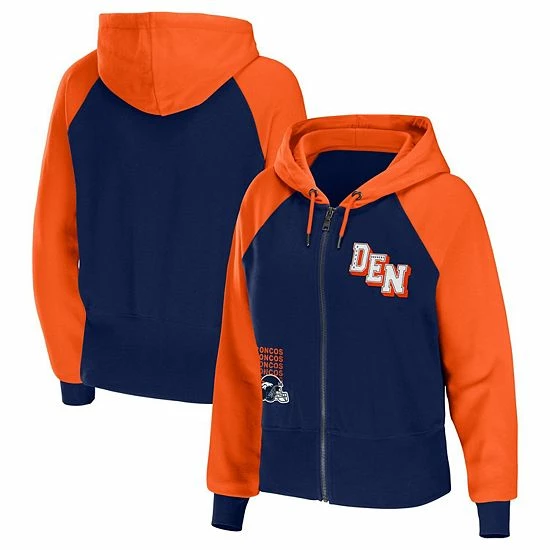 Flash Sale 🎉 Unbranded 👩 Women's WEAR By Erin Andrews Navy Denver Broncos Colorblock Full-Zip Hoodie 🥰