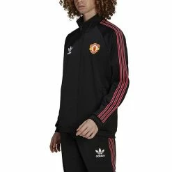 Budget ❤️ Unbranded Men's Adidas Originals Black Manchester United Retro Raglan Full-Zip Track Jacket ✨