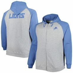 Top 10 ✔️ Unbranded Men's Heather Gray Detroit Lions Big & Tall Fleece Raglan Full-Zip Hoodie Jacket 🎁