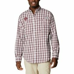 Budget ⌛ Unbranded Men's Columbia Maroon Texas A&M Aggies Super Tamiami Omni-Wick Long Sleeve Button-Down 👕 Shirt 🔥