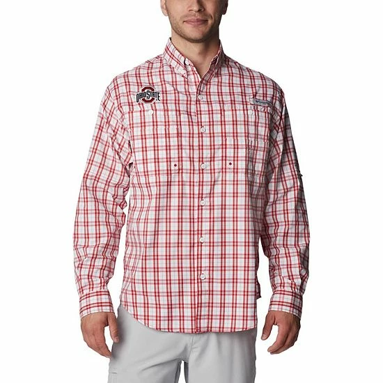 Cheapest 🎁 Unbranded Men's Columbia Scarlet Ohio State Buckeyes Super Tamiami Omni-Wick Long Sleeve Button-Down 👕 Shirt 👍 - Image 2
