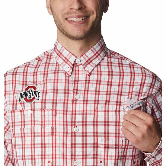 Cheapest 🎁 Unbranded Men's Columbia Scarlet Ohio State Buckeyes Super Tamiami Omni-Wick Long Sleeve Button-Down 👕 Shirt 👍 - Image 4