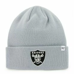 Best Pirce 👏 Unbranded Men's '47 Silver Las Vegas Raiders Secondary Basic Cuffed Knit Hat 😀