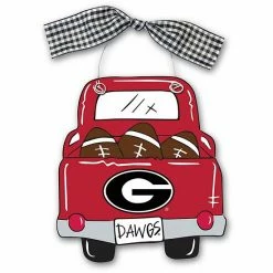 New ❤️ Unbranded Georgia Bulldogs Wood Truck Ornament 🔔