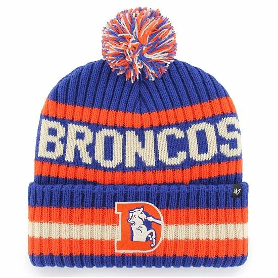Brand new 🌟 Unbranded Men's '47 Royal Denver Broncos Legacy Bering Cuffed Knit Hat With Pom ⌛