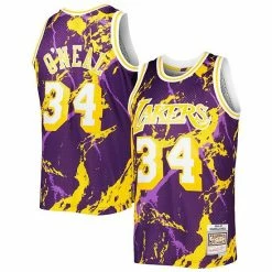 Budget 🛒 Unbranded Men's Mitchell & Ness Shaquille O'Neal Purple Los Angeles Lakers 1996-97 Hardwood Classics Marble Swingman Jersey 🎉