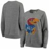 Cheapest 😀 Unbranded 👩 Women's Pressbox Heathered Gray Kansas Jayhawks Big Team Logo Knobi Fleece Tri-Blend Crew Neck Sweatshirt ⌛