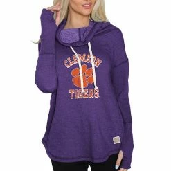 Top 10 🌟 Unbranded 👩 Women's Original Retro Brand Purple Clemson Tigers Funnel Neck Pullover Sweatshirt 👏