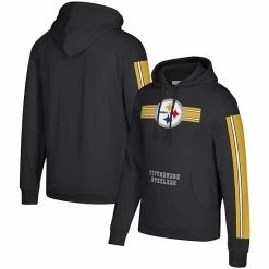 Brand new 👏 Unbranded Men's Mitchell & Ness Black Pittsburgh Steelers Three Stripe Pullover Hoodie 😍