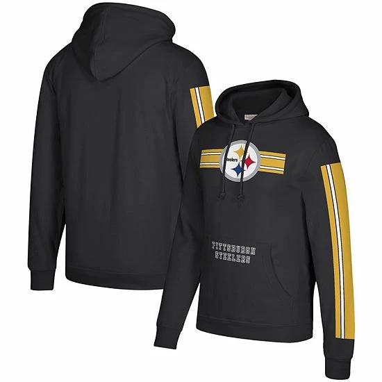 Brand new 👏 Unbranded Men's Mitchell & Ness Black Pittsburgh Steelers Three Stripe Pullover Hoodie 😍 - Image 2