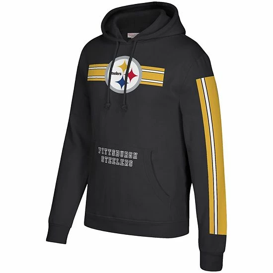Brand new 👏 Unbranded Men's Mitchell & Ness Black Pittsburgh Steelers Three Stripe Pullover Hoodie 😍 - Image 3