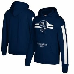 Cheap 🔔 Unbranded Men's Mitchell & Ness Navy Los Angeles Rams Three Stripe Pullover Hoodie 👏