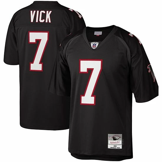 Outlet โค๏ธ Unbranded Men's Mitchell & Ness Michael Vick Black Atlanta Falcons Legacy Replica Jersey ๐