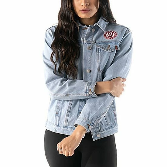 Cheap ๐ Unbranded ๐ฉ Women's The Wild Collective Blue Atlanta United FC Print Denim Button-Up Jacket โ
