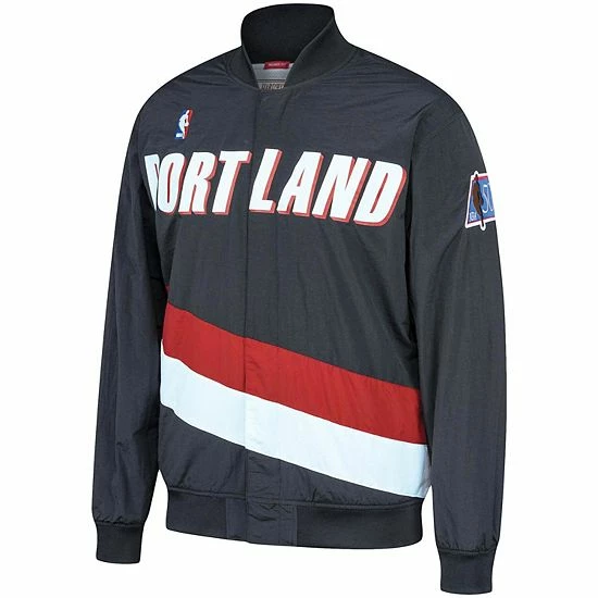 Coupon โจ Unbranded Men's Mitchell & Ness Black Portland Trail Blazers Hardwood Classics Authentic Warm-Up Full-Snap Jacket ๐ - Image 3