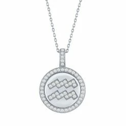 Deals 👍 Unbranded Sterling Silver Cubic Zirconia Zodiac Symbol Necklace Taurus ⭐
