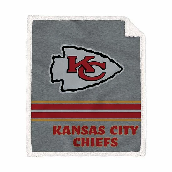 Best Pirce ✨ Unbranded Kansas City Chiefs 50'' X 60'' Vintage Triple Stripe Sherpa Blanket 😀