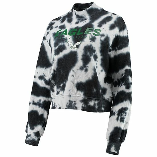 Promo ⭐ Unbranded 👩 Women's Junk Food Black Philadelphia Eagles Tie-Dye Cropped Pullover Sweatshirt 💯 - Image 3
