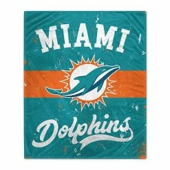 Best deal 😍 Unbranded Miami Dolphins Retro Stripe Flannel Fleece Blanket 🔥