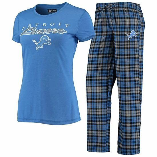 Wholesale ❤️ Unbranded 👩 Women's Concepts Sport Blue/Silver Detroit Lions Logo T-Shirt & Pants Set 🎁