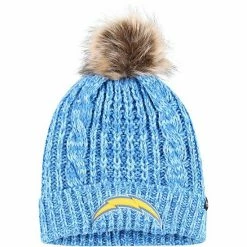 Promo ✨ Unbranded 👩 Women's '47 Powder Blue Los Angeles Chargers Logo Meeko Cuffed Knit Hat With Pom 👍