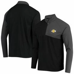 Best deal 😍 Unbranded Men's Levelwear Black/Charcoal Los Angeles Lakers Pinnacle Streak Raglan Quarter-Zip Jacket ⌛
