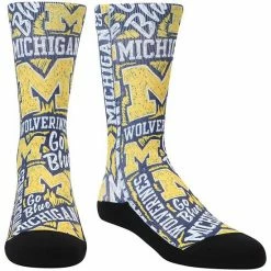 Cheap 😀 Unbranded Youth Rock Em 🧦 Socks Michigan Wolverines Logo Sketch Crew 🧦 Socks ❤️