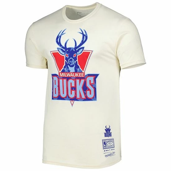 Coupon ๐ Unbranded Men's Mitchell & Ness Cream Milwaukee Bucks Hardwood Classics Americana Freedom T-Shirt โจ - Image 3