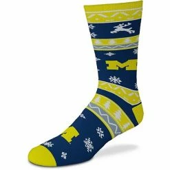 Wholesale 🔥 Unbranded For Bare Feet Michigan Wolverines Holiday Pattern Crew 🧦 Socks 🔥