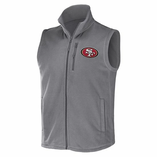 Best Pirce 🤩 Unbranded Men's NFL X Darius Rucker Collection By Fanatics Gray San Francisco 49ers Polar Fleece Full-Zip Vest 👏 - Image 3