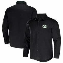 Buy 🧨 Unbranded Men's NFL X Darius Rucker Collection By Fanatics Black Green Bay Packers Convertible Twill Long Sleeve Button-Up 👚 Shirt 👍